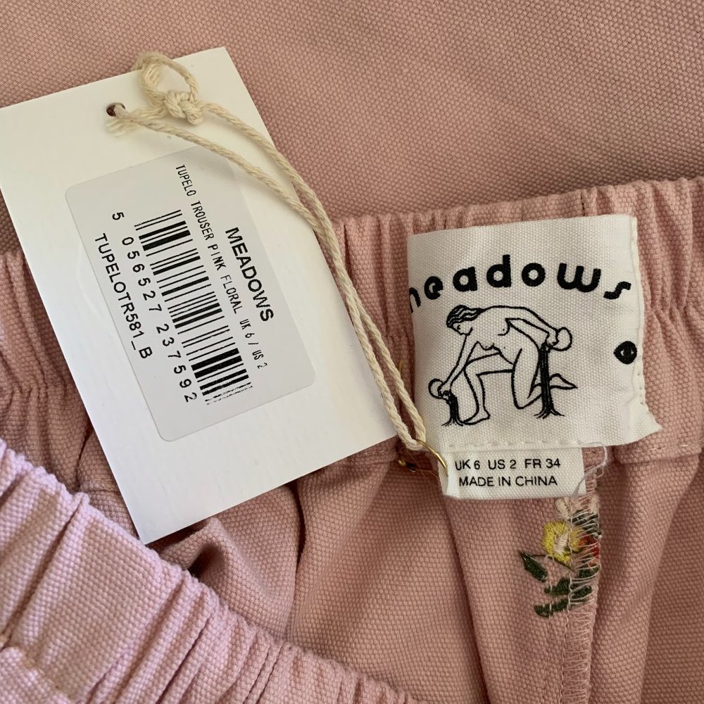 Meadows -Tupelo Floral Embroidered Trousers Dusty Pink Size 2, XS - Picture 5 of 5